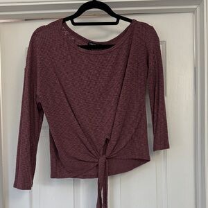 Elegant Knot Front Ribbed Top - Mauve